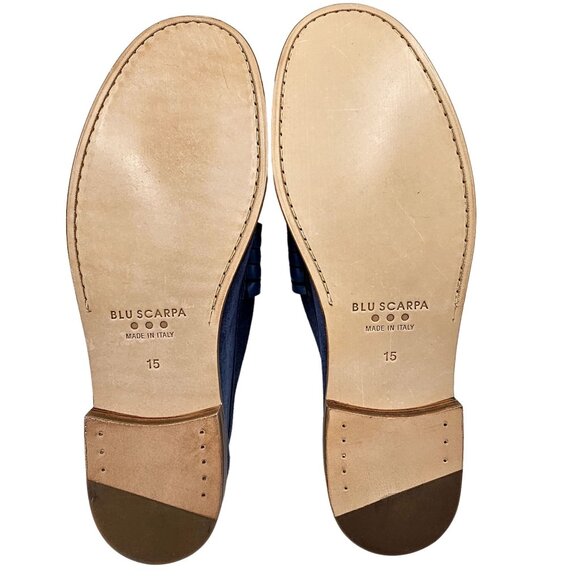 NEW Blue Scarpa Italy Men's 15 Blue Dress Shoes Penny Loafer Italian Handmade 48 - Picture 3 of 15